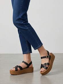 Women Platforms & Wedge Sandals - Black - View 3