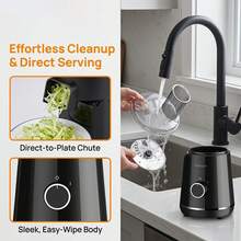 Pengiris dan Pencacah Sayuran Elektrik, SOKANY SK-06059 Food Processor dengan Pisau Stainless Steel, Motor 200W, Kontrol Satu Sentuhan, Saluran Penyajian Langsung, Alas Anti Selip, Mudah Dibersihkan, Untuk Wortel, Mentimun, Kentang, Keju, Hitam - Hitam - View 3