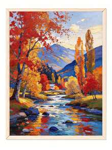 DIY Paint By Numbers Kit, Autumn Mountain Forest Stream Landscape Oil Painting, Hand Painted Painting Kit, Home Wall Decor Gift - A - View 4