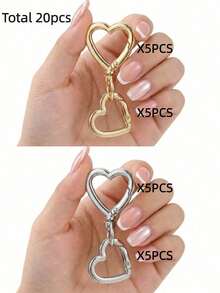 2/8/20Pcs Heart Shape Spring Clasps, Metal Double Opening Key Chain Clip,Swivel Clasp Clip Snap Hooks For DIY Crafts,Women's Keychain - Multi-color - View 12