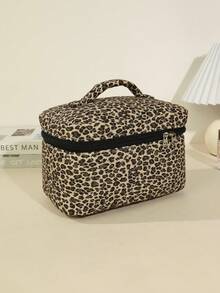 3pcs Leopard Print Makeup Bag Set, Lightweight Travel Cosmetic Organizer With Zipper Closure, Multifunctional Toiletry Storage Pouches For Women, Christmas And Halloween Gift Idea - Multicolor - View 4