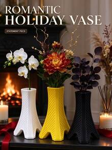 Creative Iron Tower Art Vase, Grid Texture Creative Flower Arrangement Device, Available In Three Colors, Living Room Dining Table And Fireplace Decoration, Holiday Home Flowers And Dried Flowers Decoration, Home Decor, Christmas Decoration - Eiffel Tower Style - View 9