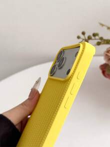 1pc 3D Woven Vertical Texture Phone Case, Large Camera View Window Soft TPU Non‑Slip Shockproof Protective Cover For IPhone18 17 Pro Max 16 Pro Max 15 14 13 12 Mini 11 - Ginger - View 4