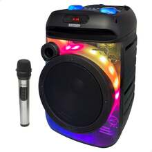 Color Baby Altavoz inalámbrico, mide 28x27x40 cm, Bontempi, incluye micrófono inalámbrico, potencia 350W, luces LED, pantalla para visualizar funciones, batería recargable, karaoke para cantar - Multicolor - Ver 1