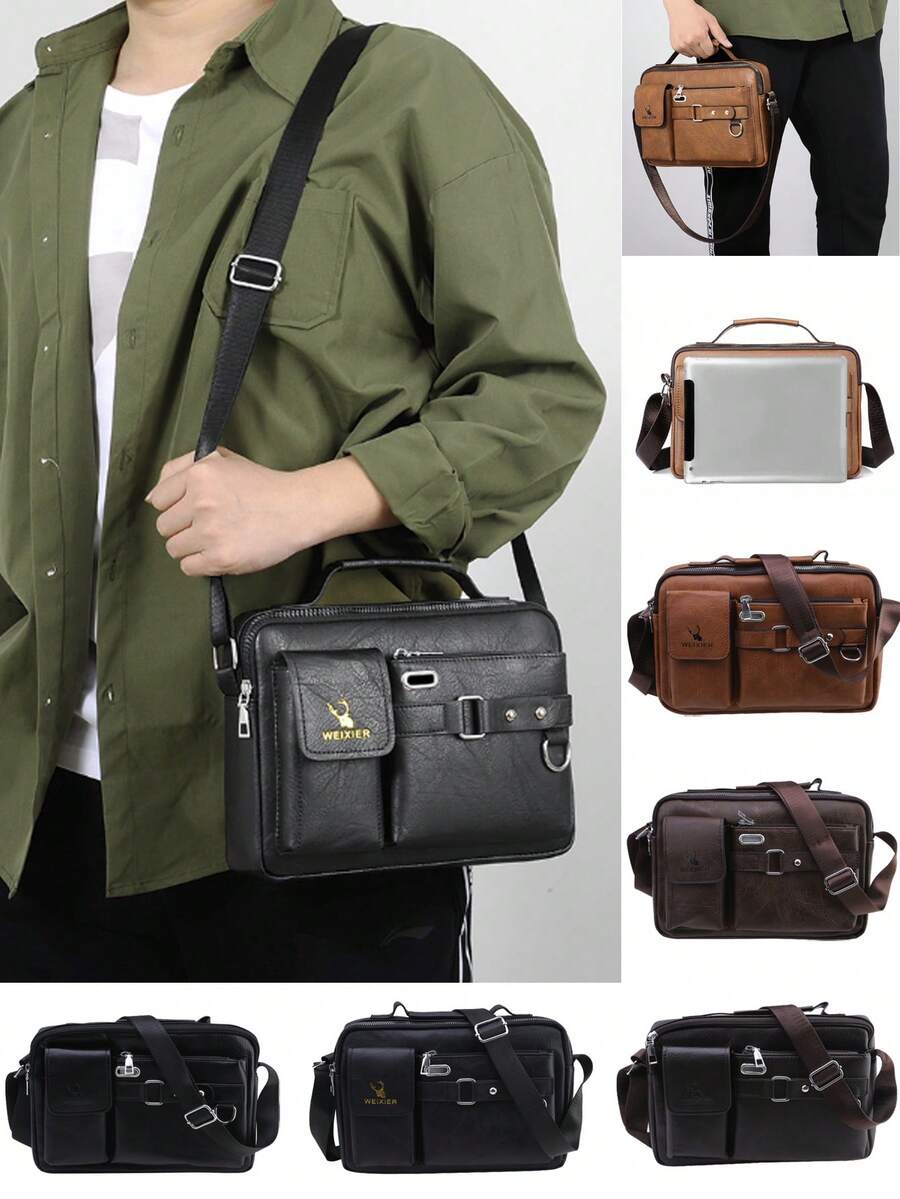 1 Pc New Messenger Bag, Shoulder Bag For Men, Easy And Fashionable Single Shoulder Crossbody Bag,Commuting Outdoor Storage Bag Handbag Briefcase - Multicolor - View 1