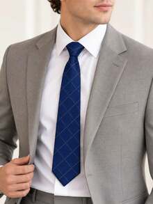 1pc Men's Adjustable Plaid Tie, Formal Business Office Wedding Graduation Party Accessory - Multicolor - View 1