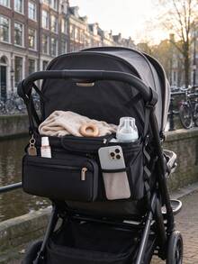 Baby Stroller Hanging Bag, Universal Stroller Accessory Storage Organizer, Crossbody Handbag, Mommy Bag, Baby Supplies, Stroller Accessories - Black - View 3