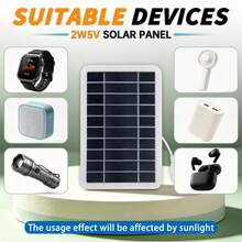 1PC Portable Solar Panel With USB Output Port Compact Solar Charger For Bluetooth Earphones Small Flashlight Fan Electronic Watch Outdoor Camping Hiking Emergency Power Small Devices Only Not For Phones - View 10