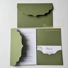 NIEWSPECIAL 10/20/25/50/100pcs Triangle Pattern Tri-Fold Pocket Wedding Invitation Covers, Engagement, XV Birthday, Baptism Minimalist Invitation Envelopes, DIY Invitations, 5*7 Inch Pocket Style Customized Invitation Cards - Style a - View 1
