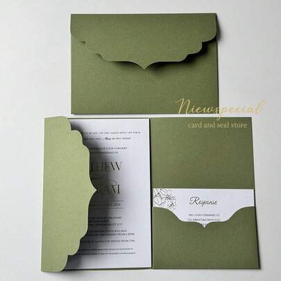NIEWSPECIAL 10/20/25/50/100 st triangelmönstrade tri-fold fickkuvert för bröllopsinbjudningar, förlovning, XV-födelsedag och dop, minimalistiska inbjudningskuvert, DIY-inbjudningar, 5*7 tum, fickstil, anpassningsbara inbjudningskort