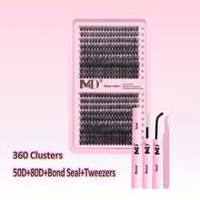 DIY Lash Extension Kit 300-1860Pcs D Curl 4 Styles Individual Lash Clusters Lash Bond And Seal,Quick Tweezers Eyelash Brush Mini Applicator - Black - View 10