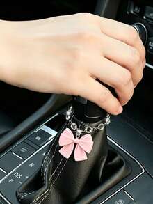 1pc Bow Pendant Crystal Chain Car Gear Shift Steering Wheel Decoration, Exquisite Creative Car Interior Accessory For Women - A - View 3