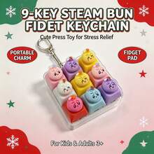 1pc Clickable Finger Toy Dumpling Keycap, 9-Grid Pressable Stress Relief Pendant, Girls Bag Charm, Halloween Christmas Gift Bag Item - Multicolor - View 12