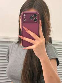 Cherry Red Thickened Hard Matte Full Coverage Anti-Drop Phone Case Compatible With Iphone 18 Pro Max/18 Pro/18/17 Pro Max/17 Pro/17/16 Pro Max/16/16 Pro/15/15 Pro Max/15 Pro/13/14 Pro Max/13 Pro/13 Pro Max/14 Pro/14 Pro Max Protective Cover - Cherry Red - View 2