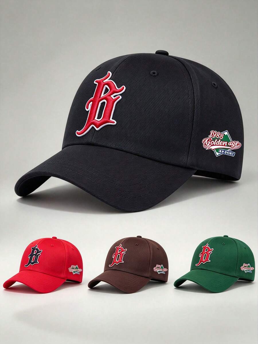 1 buah Topi Pria Gaya Gothic dengan Bordir Huruf B, Desain yang Dapat Diatur, Sempurna untuk Berkemah, Petualangan, Olahraga, dan Aktivitas Santai Sehari-hari.