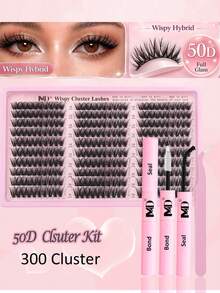 DIY Lash Extension Kit 300-1860Pcs D Curl 4 Styles Individual Lash Clusters Lash Bond And Seal,Quick Tweezers Eyelash Brush Mini Applicator - Black - View 17