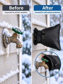 1pc Outdoor Faucet Cover, Thickened Anti-Freeze Insulation Cover, Winter Water Pipe Protector For Garden Faucet, Cold Weather Frost Protection, Water Resistant Oxford Cloth, Reusable, Hook And Loop Strap, Easy To Install, Suitable For Yard And Patio - A - View 4