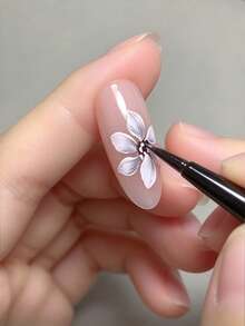 Professional Nail Art Pen With Triangle Brush Tip | Floral & Butterfly Design, Press-On Petal Leaf Embellishments | Manicure Tool For DIY/Salon - Multicolor - View 5