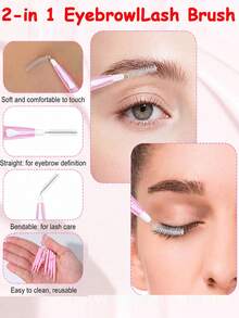 36/18pcs 2-In-1 Eyebrow & Eyelash Brush, Pink Flexible Eyelash Brush, Reusable Eyelash Brush For Grooming Eyebrows, Separating Eyelashes, Shaping Eyebrows And Makeup Tool - Pink - View 4
