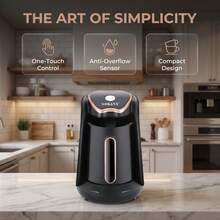 SOKANY Turkish Coffee Maker, Electric Coffee Pot With One-Touch Control, Anti-Overflow Sensor, Compact Design, Fast Brewing, For Turkish Coffee, Home Office, Black With Rose Gold Trim - Black - View 9