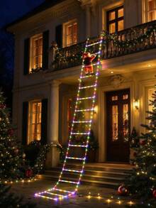 Santa Climbing LED Ladder Christmas Lights, 8 Modes, USB Powered, Waterproof Christmas String Lights, Available In Warm White And Multiple Colors, Suitable For Balcony, Window, Home, Yard, Living Room, Christmas And Other Indoor Or Outdoor Holiday Decorations. - Multi-color light - View 7