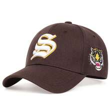 Men Tiger & Letter Embroidered Baseball Cap Street - Coffee Brown - View 6