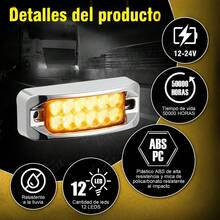 6 Piezas De Plafón Lateral LED Rectangular 12 LED 12-24V, Luz Fija Y Estroboscópica Para Camión, Remolque Y Vehículos De Trabajo, Señalización Exterior - A - Ver 3