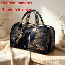 1pc Large Capacity Quilted Tote Bag, Suitable For Shopping, Lightweight Handbag With Cat And Moon Print, Zipper Closure And Shoulder Strap, Machine Washable, Suitable For Daily Outings, Casual Shopping, Christmas Gift, 2D Flat Design - Multicolor - View 11
