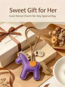 Artificial Leather Small Horse Pendant, Lucky Horse Keychain, Handbag And Car Key Charm, Cute Accessory, Birthday Gift For Friends - Multicolor - View 5