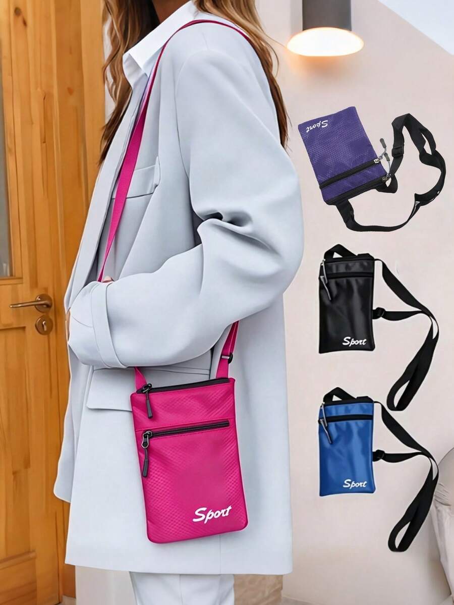 1Pc Women Fashion Phone Pouch Simple Shoulder Crossbody Bag Mini Square Passport ID Card Coin Purses - Multicolor - View 1