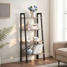 VASAGLE - ULLS44MB 4-Tier Storage Shelving Unit, Bookcase With Steel Frame, Raw And Black - Beige - View 1