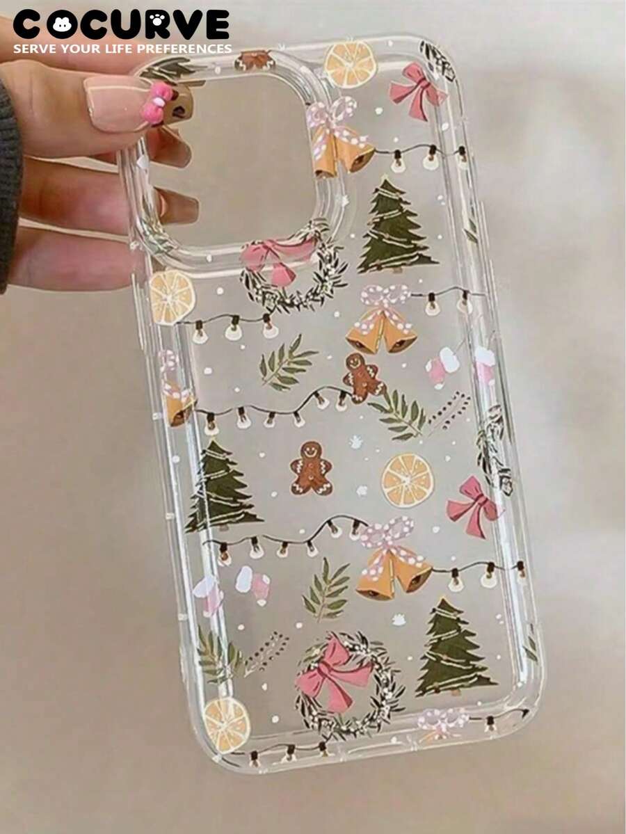 Cocurve 1pc Creative Full Screen Christmas Tree Gingerbread Man Bow Bell Pattern Phone Case Compatible With IPhone 18 Pro Max/18 Pro/17 Pro/17 Pro Max/16 Pro/16 Pro Max/16/15 Pro Max/15 Pro/15/Plus Shockproof TPU Soft Shell Printed, 14 Pro Max/14/13 Pro Max/13 Pro/13/12 Pro Max/12 Pro/12/11 Pro Max/11 Pro/11, Personalized Versatile Unique Phone Case, Suitable For Couples, Holidays, Halloween, Anniversary Gifts - Multicolor - View 1
