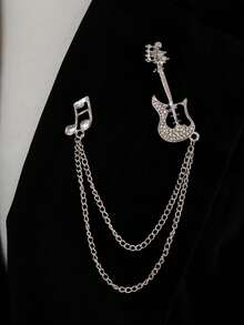 New Metal Rose Brooch With Tassel Chain Lapel Pin, Unisex Jewelry Badge Accessory For Suit And Shirt - Multicolor - View 12