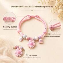 Pet Collar Camphor Wood Collar Adjustable Cute Macaron Color Cute Collar - Lilac Purple - View 3