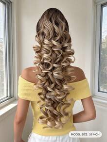 HEYPINK Black & Brown Claw-Shaped Ponytail Hair Extensions, 26-28 Inches Long, Natural Wavy, Heat-Resistant Fiber Synthetic Ponytail Wig, Suitable For Girls And Women For Daily Wear And Party Occasions., Halloween - Ombre - View 3