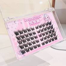 DOUDOUTIAN 50 Clusters Fox-Style Winged False Eyelashes, Natural Realistic Butterfly-Style Curled Lash Extension Effect, Lengthened Outer Corner Lashes, Suitable For Photography, Cosplay, Christmas And Daily Natural Makeup, DIY Lash Extension Photo Style False Eyelashes, Halloween - C - View 7