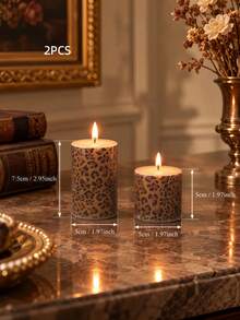 3/1pc European Style Leopard Print Pillar Candles, 1.97 Inch Diameter, Set Combination, Suitable For Home Decor, Cabinet Decor, Holiday Party, Birthday Gift, Photography Props, Women's Gift - Multiple Styles - View 13