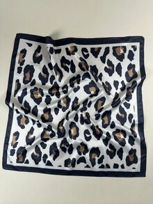 1pc Women's Classic Leopard Animal Print Square Scarf Elegant Neck Scarf Headscarf Satin Hair Accessory - Multicolor - View 1