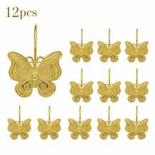 12pcs Double Layer Metal Butterfly Shower Curtain Hooks Decorative Curtain Hooks - Gold - View 5