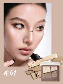 Little Ondine Modeling Highlighter & Contour 01, Palet Kontur & Highlighter 4 Warna, Hasil Akhir Matte & Shimmer, Bedak Halus & Lembut, Tahan Lama & Tidak Pudar, Dapat Dilapisi untuk Efek Pembentukan Alami, Ringan, Cocok untuk Penggunaan Sehari-hari, Hadiah - 01 - View 3