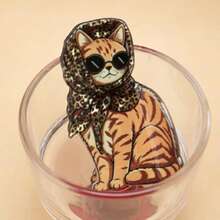1pc Leopard Print Headscarf Fashion Glasses Cat Hair Clip Cartoon PVC Shark Claw Clip For Girls - Brown - View 8