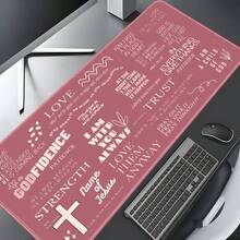 1pc Pink Religious Text Pattern Large Extended Gaming Mouse Pad, Non-Slip Rubber Base, Stitched Edge Design, Keyboard Mouse Desk Mat, Suitable For Gaming, Office, Study, Great Gift - View 10