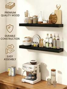 1pc Hanging Storage Racks, Solid Wood Shelves, Wall-Mounted Display Racks, Space-Saving With Both Decorative And Storage Functions, Suitable For Living Rooms, Bedrooms, Bathrooms And Kitchens; Wall-Mounted Bookshelves, Wall Storage Racks - Multiple Specifications - View 7
