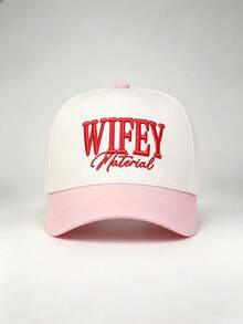 1pc Caps For Men Letter 'WIFEY'Embroidered Side World Series Printing Hats For Men ,Adjustable Hat, Perfect For Parties, Styling, And Sun Protection - Two-tone - View 8