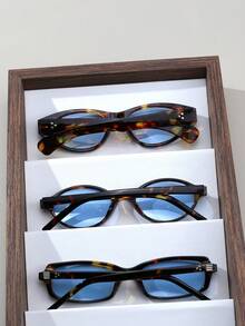 3 Pairs Women's Cat Eye PC Fashion Glasses Set, Personalized Design Suitable For Outdoor Beach Party Vacation - 3 Pieces (Blue) - View 2