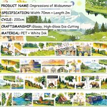 Loop100cm Pre-Cut 2m/Roll Rural Pasture Sheep PET Tape Windmill Farm VillageDecorative Tape For Sticker Scrapbooking Journal Card Making Stationery - 2M - View 4