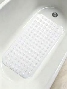1pc 40*70cm Transparent PVC Bathroom Anti-Slip Mat, Bubble Design, Strong Suction Cups, Drainable And Machine Washable, Bathtub Shower Mat, Provides Safety Protection For Elderly And Children, Suitable For Home Bathroom, Housewarming Gift, Autumn Home Decor - Transparent - View 8