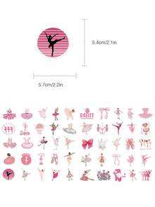 50pcs Ballet Stickers For Decorating Planner, Journal, Scrapbook, Notebook, Luggage, Guitar, Skateboard, Manual, Tablet, Water Bottle, Phone - Multicolor - View 7