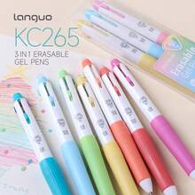 Languo 45-Color Retractable Neutral Pen Set - Erasable, Fine Tip (0.6mm), 3-Pack 9-Color (1 Pen 3 Colors), Multiple Vibrant Colors, Gel Pen Set, Eyeliner Pen, Needle Pen, Ballpoint Pen, Perfect For Vibrant Color Writing And Sketching, Smooth Writing, For Drawing, Highlighting, Note-Taking, Making Manuals, Office Use - Multicolor - View 9