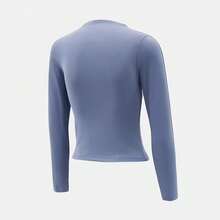 Nike AS W NK ONE DF FITTED LS TOP Women's Crew Neck Long Sleeve Fitted Top - Blue - View 3